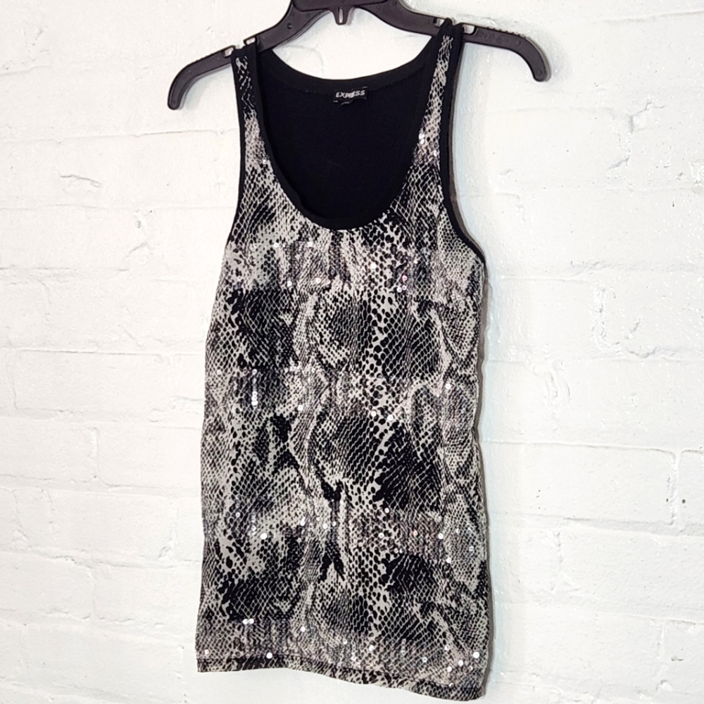 Express Animal Print Sequined Top